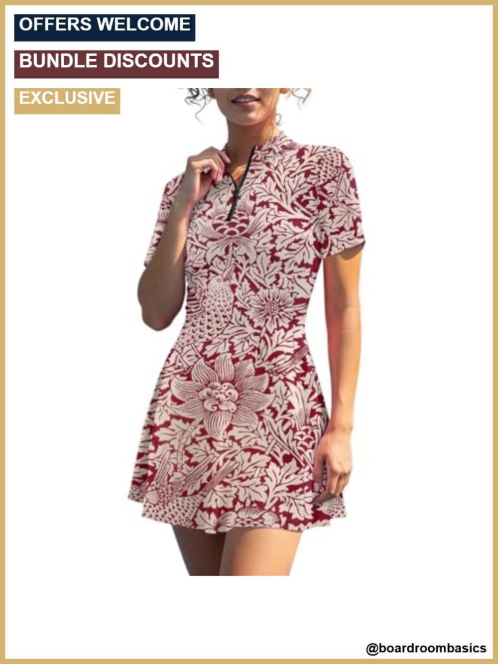Women's Short Sleeve Golf Tennis Dress with Inner Shorts Pockets Half Zip